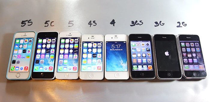iPhones en hun snelheid op een rij